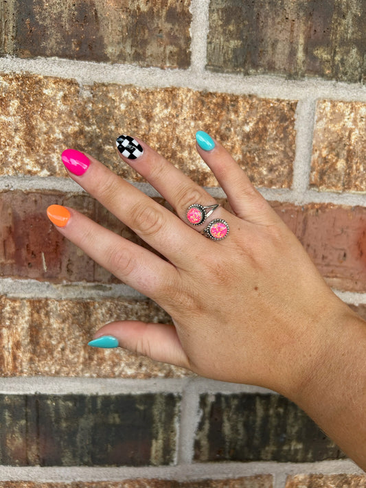 Pink Opal Adjustable Ring