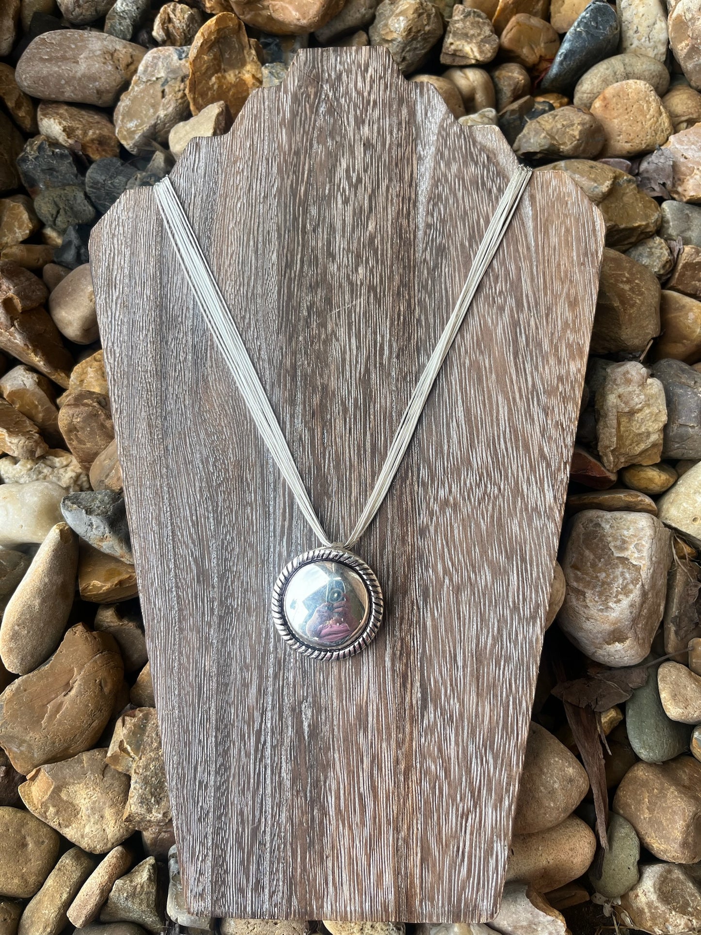 Sterling Circle Pendant with Rope