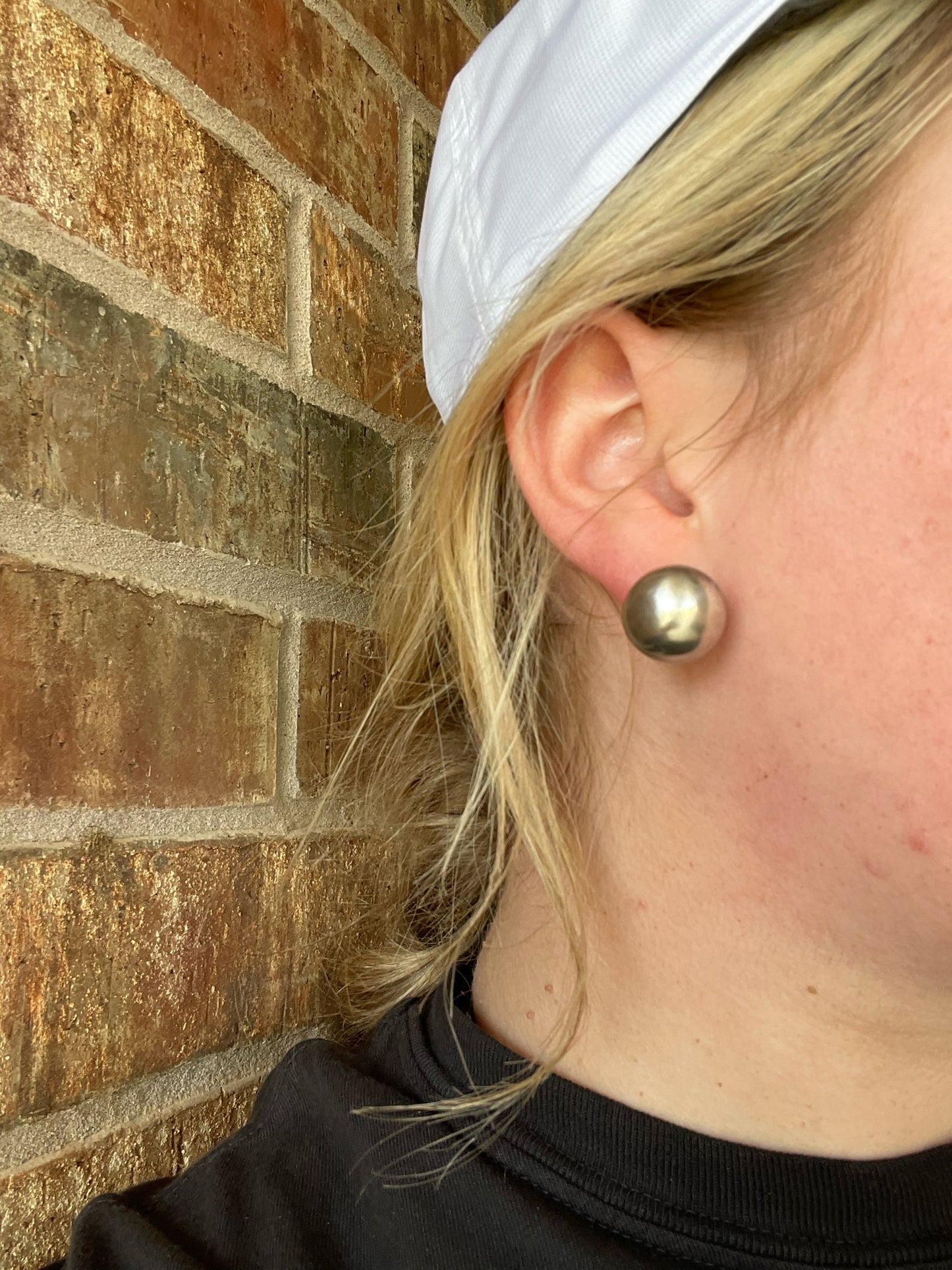 Sterling Brushed Bead Studs - Extra Large
