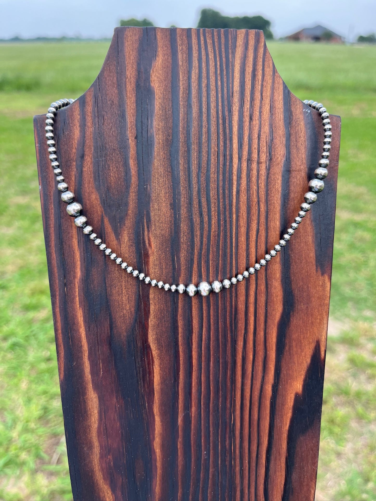 16" 3-6mm Variated Sterling Silver Pearl Necklace