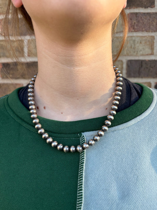 18" 8mm Sterling Silver Pearl Necklace