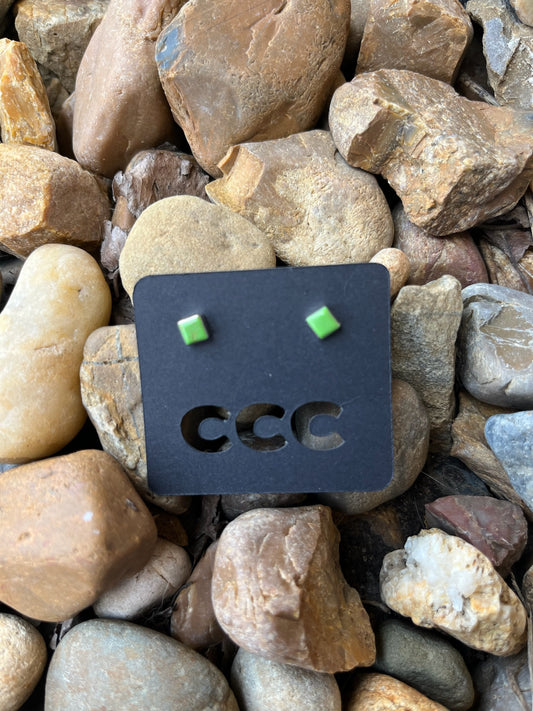 Mojave Green Simple Square Studs - Small