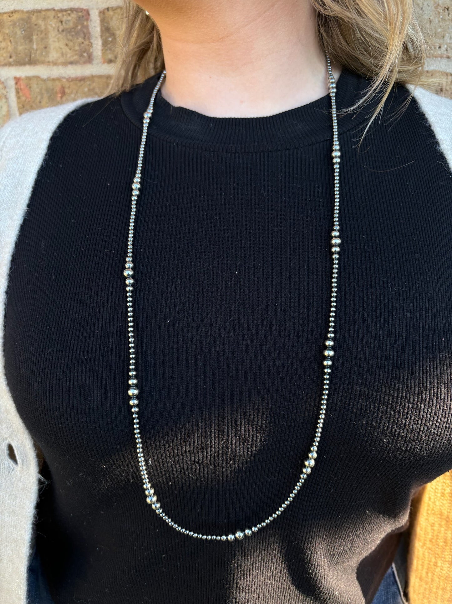 32" 4-8mm Variated Sterling Silver Pearl Necklace